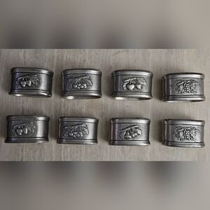 Cavagnini Vintage Fruit Pewter Napkin Rings Set of 8